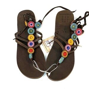 Hand made beaded thong sandals